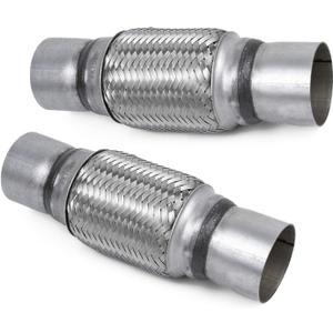 RP Remarkable Power, 2 pack 2.5 inch Inlet Exhaust Flex Pipe,2.5 ID x 10 Length Flexible Tube,Stainless Steel Double Braid Heavy Duty Universal fit Muffler Pipe RK7545 Replacement