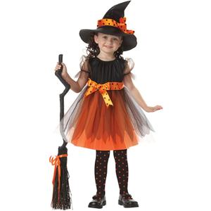 JIFRE Cute Children Halloween Orange Witch Costume for Girls, Toddler Infant Baby Halloween Costume Outfit Cosplay (2-3Y)