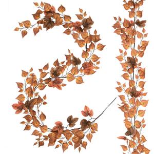MARTINE MALL 2 Packs Fall Leaves Garland, 6.4ft/Piece Artificial Fall Foliage Garland Maple Leaves Garlands Hanging Maple Leaf Vine Thanksgiving Garlands for Farmhouse Fireplace Home Door Decor