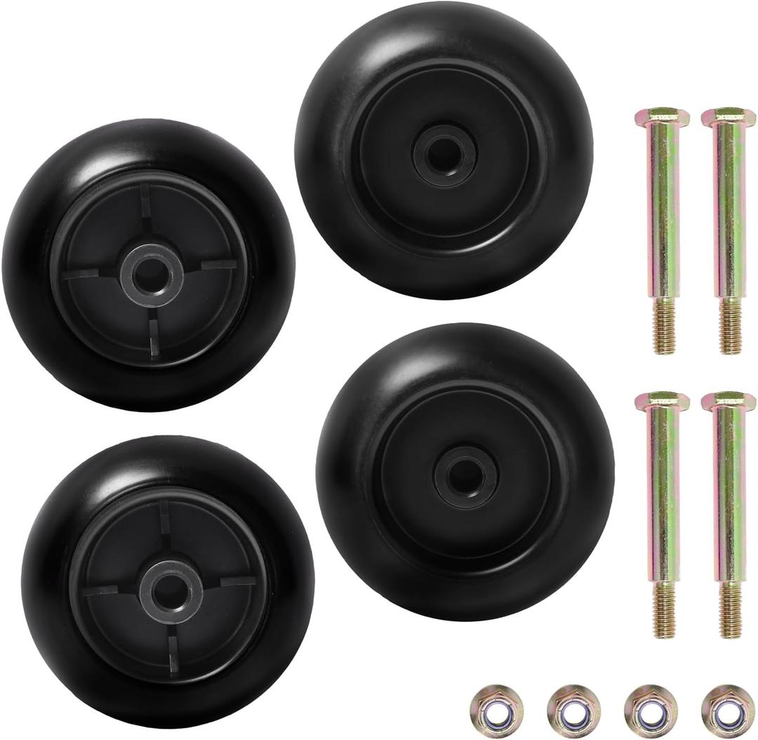 Lawn Mower Deck Wheels 753-04856A Fits for Cub Cadet RZT50 RZT54 LT1050 734-3058 Deck Rollers Gauge Wheel Replace for Craftsman White Outdoor JD AM116299 M111489 4 Packs