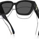 Meeloog Polarized Fit Over Glasses Sunglasses for Women UV Protection, Trendy Square Wrap Around Shades for Driving Riding (P1 Black Frame/Grey Lens)