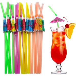 BLUE TOP 100pcs Umbrella Drink Straws 9.45 Inch Assorted Colors, Fancy Mini Paper Umbrella Drink for Cocktail, Milkshake, Juice, Great for Valentine's Day Beach Party, Hawaiian Party, Luau Party, Bar