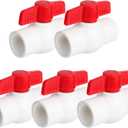 5 Pack 1'' PVC Ball Valves, T-handle Water Shut-Off Ball Valve Threaded (NPT), PVC Ball Valve 1 inch for Water Project, Swiming Pool, Sewage Pump, Irrigation System, Rated at 150 PSI, Thread
