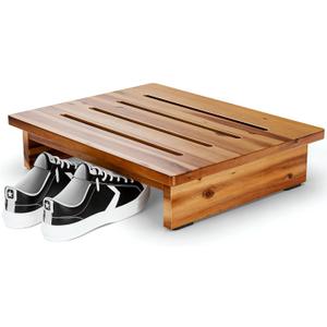 Holana 3.5in Height Wooden Step Stool for Adults (Fully Assembled) - 200 Lbs One Step Stools for High Bed Riser - Small Stepping Stool for Elderly, Seniors, Kid/Bathroom, Bed, Kitchen (Acacia Wood)