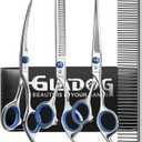 GLADOG Professional 5 in 1 Dog Grooming Scissors Set with Safety Round Tips, Sharp and Heavy-duty Pet Grooming Shears for Cats