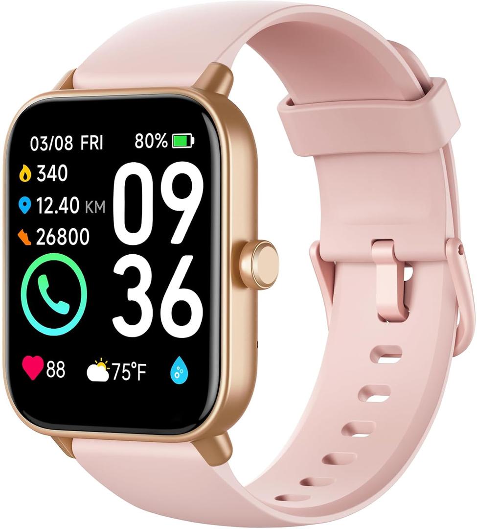 Smart Watch for Women,Fitness Watch(Answer/Make Call),Alexa Built-in, [24H Heart Rate Sleep Blood Oxygen Monitor],5ATM Waterproof,100 Sports Modes Step Calorie Watches for iOS&Android Phones (Gold Rose)