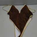 SweatyRocks Women's Tie Backless One Piece Swimsuit V Neck High Cut Bathing Suit Swimwear (Large, Brown)