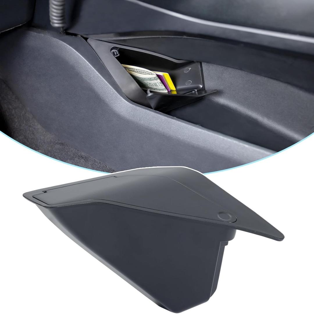 PIMCAR Center Console Hidden Organizer Compatible with 2021-2025 2026 Ford F150 Secret Compartment with Push-Button Lid Premium ABS Plastic Storage Box Insert Accessories