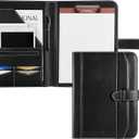 Leather Portfolio Notebook with FolderStorage Clipboard with Cover for Legal Pad Holder Letter Size A4 Writing Pad for Business School Office Resume Conference Notepad Clip Boards(Black)