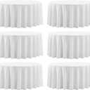 Round Tablecloth 120 Inch 6 Pack White Tablecloths Washable Decorative Linen Polyester Table Clothes Cover for Dining Table Banquets Buffet Parties and Wedding