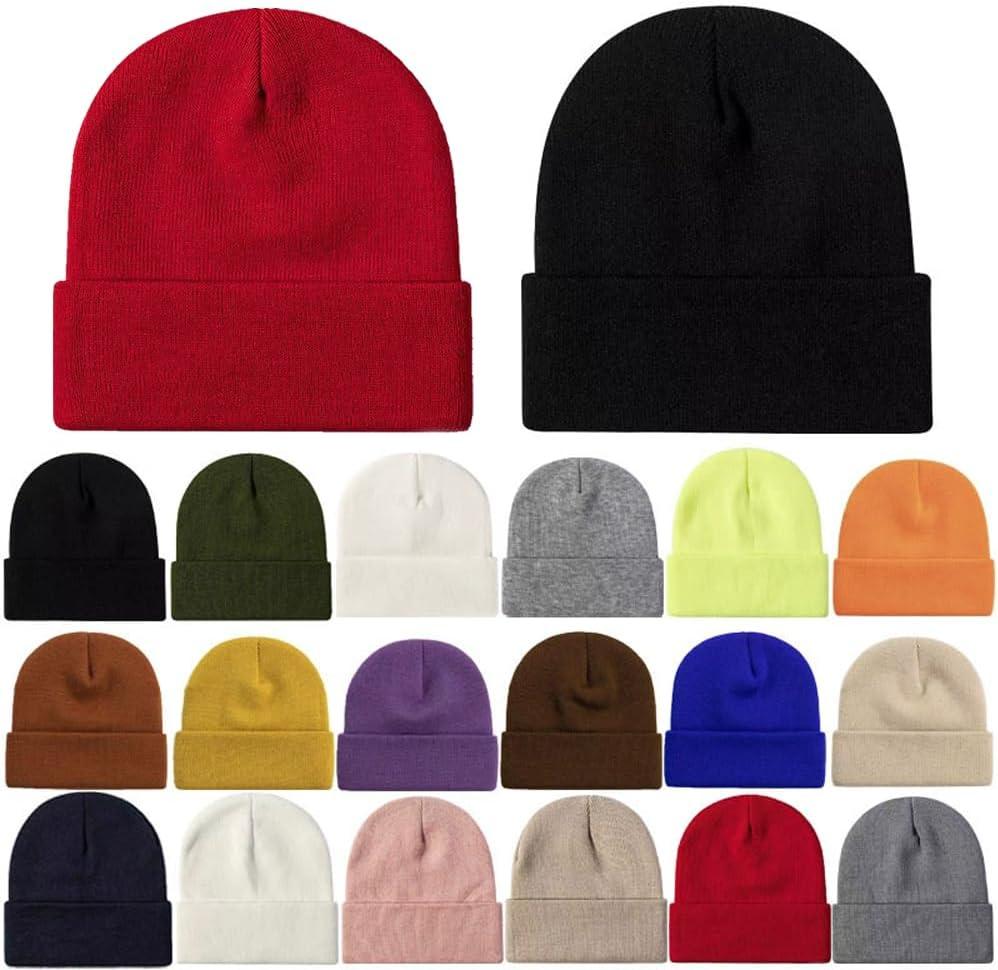 Beanie Hats for Women Men Knit Winter Beanies Warm Winter Hats Acrylic Knit Cuffed Beanie Cap Unisex (Blue)