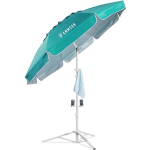 AMMSUN Shade Umbrella, Premium Portable Umbrella with Stand, 6.5ft Lightweight Free Standing Canopy for Sporting Games, Adjustable Instant Sun Protection and Easy to Carry, Pink
