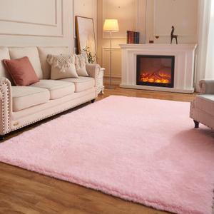 Arbosofe Area Rugs Shaggy Rugs Fluffy Carpets, 8x10 Feet Pink, Modern Plush Carpets for Living Room Bedroom for Kids Girls and Boys, Playroom, and Nursery Room Home Decor (8' x 10' (Rectangular), Pink)