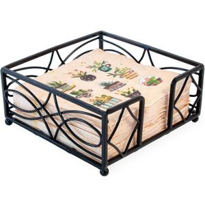 Boston International Wave Design Cocktail Napkin Holder Caddy, Black