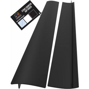 Lindas Essentials Silicone Stove Gap Covers (2 Pack), Heat Resistant Oven Gap Filler Seals Gaps Between Stovetop and Counter, Easy to Clean Stove Gap Guard (25 Inches, Black)