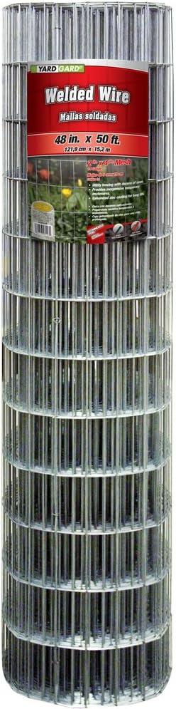 YardGard Welded Wire 2X4 Inch Mesh 48 Inch X 50 Foot 14 Gauge Galvanized Steel Wire Fence Ideal for Animal Enclosures, Cage Wire, Property Protection, Garden Fence, Rabbit Fence, and Utility Fence