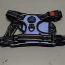 PHOEPET No Pull Dog Harness Reflective Adjustable Vest with a Training Handle, Name ID Pocket, 2 Metal Leash Hooks, 3 Snap Buckles [Easy to Put on & Take Off](M, Baby Blue)