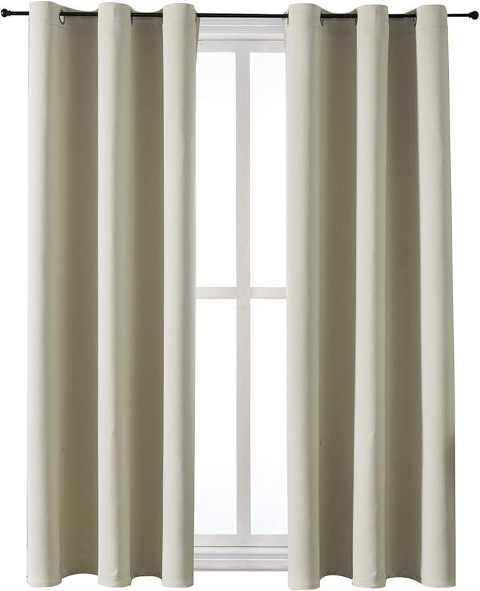 ChrisDowa Blackout Curtains 63 inches Long for Bedroom - 2 Panels Set Grommet Thermal Insulated Room Darkening Curtains for Living Room , 42 x 63 Inch