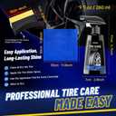 Tire Shine Spray Deep Tire Black Finish Long-Lasting UV Protection High Gloss Tire Coating Showroom New Wet Shine with Easy Applicator Pad & Towel Safe for Cars, Trucks, SUVs, RVs - 9 fl oz