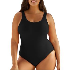 Eytino Plus Size Swimsuit for Women Back Crisscross Sports Tummy Control One Piece Bathing Suits (Black, XXXL)