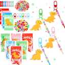 Suncalla 984 Pcs 24 Set Dinosaur Nugget Keychain Making Kit DIY Valentine's Key Chain Crafts Bead Adjustable Letter Beads Cards Strings Kit Gift Backpack Accessories Party Favors(Cute Color)