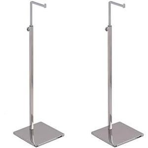 2 Pack Metal Handbag Rack Hanging Clutch Bag Holder Display Stand Adjustable Height Retail Countertop Free Standing Display Stands with Single Hook for Bags,Purses,Wig (Mirror Silver)