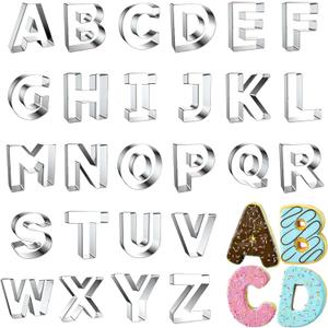 Letter Cookie Cutters Shapes Large 3 Inch - 26 Pcs Stainless Steel Alphabet Letter Cookie Cutter Set Fondant Biscuit Fruit Dough Mold Tools for Sandwich, Birthday, Christmas, and Holiday Party