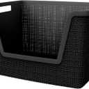 Curver Set of 4 Large 18L Easy Access Jute Decorative Plastic Organization and Storage Baskets - Perfect Bins for Home Office, Closet Shelves, Kitchen Pantry and All Bedroom Essentials, Black