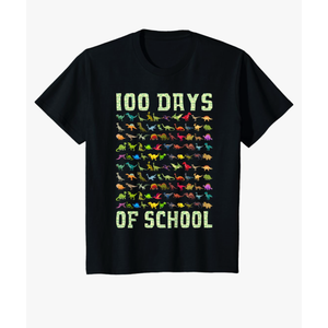 100 Days of School Dinosaur 100 Days Smarter 100th Day Kids T-Shirt, size S