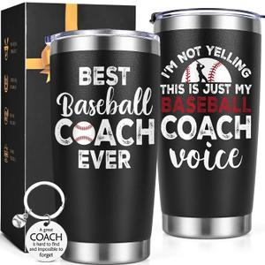 Lifecapido Baseball Coach Gifts, 20oz Insulated Tumbler with Key Chain, Thank You Gift Birthday Gift Baseball Coach Appreciation Gifts for Men, Black