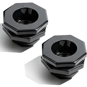 2 Pcs 2 Inch PVC Bulkhead Fitting (NPT Threads), Heavy-Duty Plumbing Water Tank Connector Kit with Reinforced Seals for Rain Barrels, Water Tanks, Aquariums, Tubs, Pools