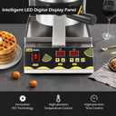 Dyna-Living Belgian Waffle Maker Commercial Intelligent Round Waffle Maker Rotating 180 Nonstick Flip Waffle Iron Machine Professional Commercial Waffle Maker for Restaurant 110V 1200W