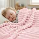 Utopia Bedding Pink Striped Fleece Blanket Throw Size Fluffy, Warm & Lightweight Ribbed Throw for Bed, Sofa & Chair - Soft Cozy Blanket for Home Dcor & Gifting (50x60 Inches)