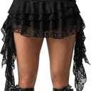 BEAUDRM Women's Y2k Lace Asymmetrical Ruffle Mini Skirt Boho Western Flowy Cute Skirt Concert Party Rave Skirts Black Small