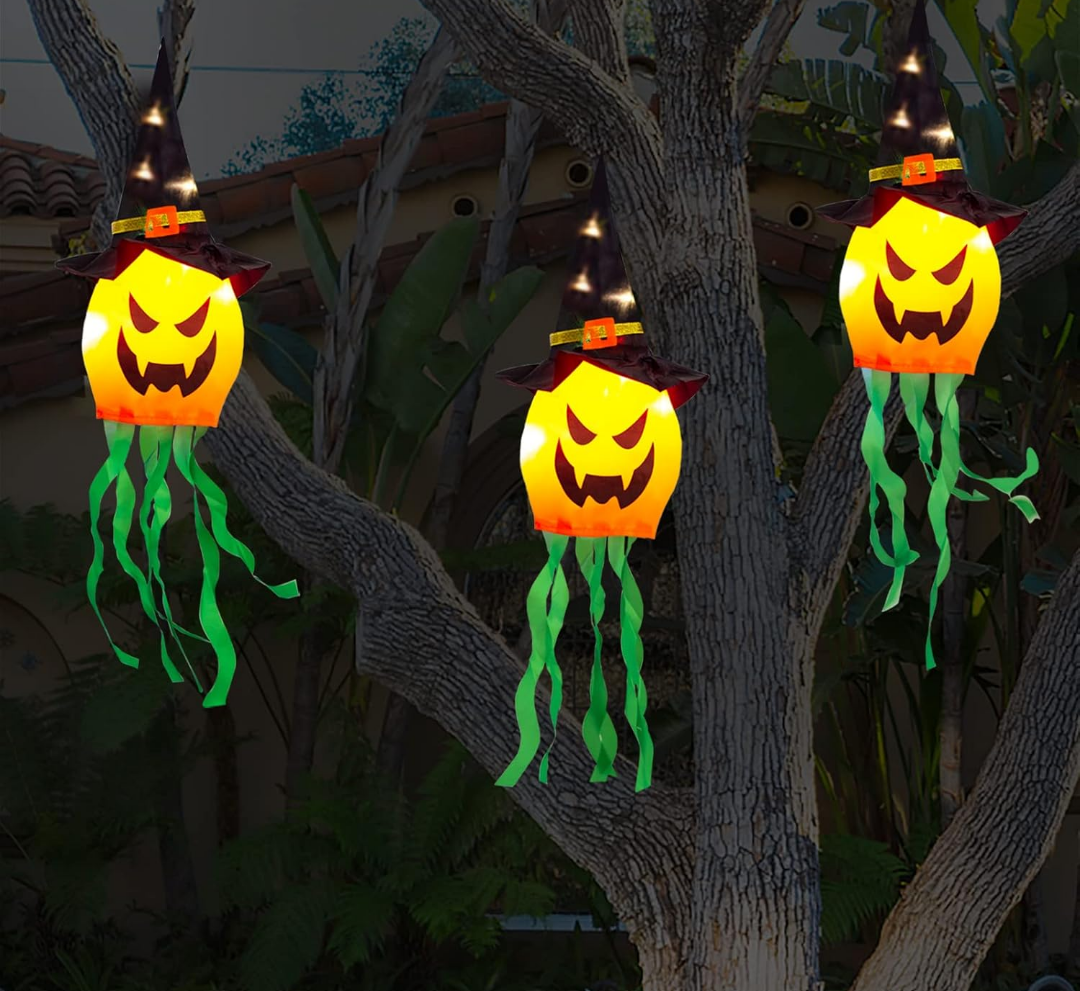 Halloween Decorations Classic Resin Pumpkin Statue Light Up Pumpkin Halloween Table Decor for Home Office Haunt House Party Decorations 4 Pack