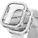 KADES Bling Case for Apple Watch 40mm with Built-in Screen Protector, Sparkling Rhinestone Protective Cover Compatible with Apple Watch Series SE3 SE2 6 5 4 SE (40mm, Silver)