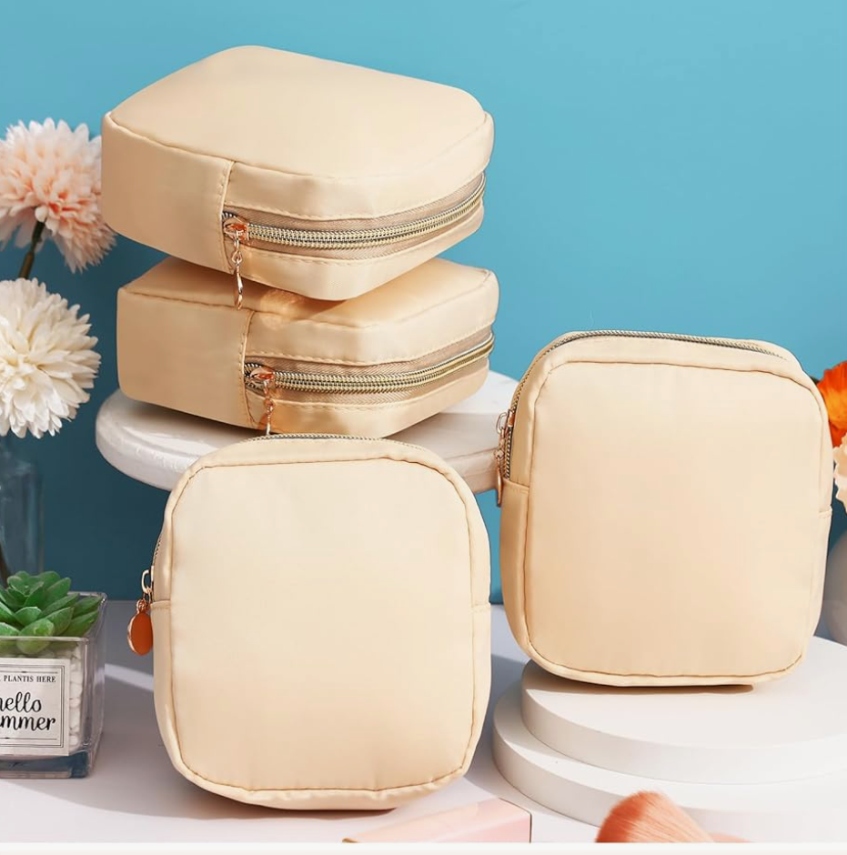 Kacctyen 12 Pcs Mini Makeup Bag Nylon Small Pouch for Purse Mini Square Nylon Pouch with Zipper Small Cosmetic Travel Makeup Bag Purse Organizer for Women (White Color,Translucent)