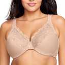 Glamorise Women's Plus Size Low Cut Wonderwire Lace Bra Underwire #1240 (38G, Caf)