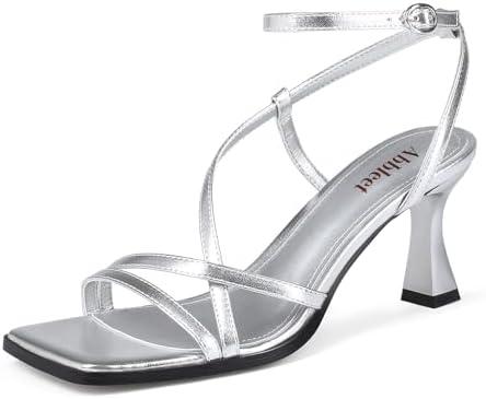 Abbleet Kitten Heels for Women - Square Open Toe Strappy Heeled Sandals with Ankle Strap - Wedding Dress Heels 8.5 Abbleet Kitten Heels for Women - Square Open Toe Strappy Heeled Sandals with Ankle Strap - Wedding Dress Heels 8.5