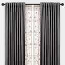 Chanasya Embossed Dark Gray Curtain and Sheer Taupe Embroidered Vines Combo - 4-Piece Panel Curtain Set - Rod Pocket - Window Treatment Partial Room Darkening Drapes - 52 x 96 Inches
