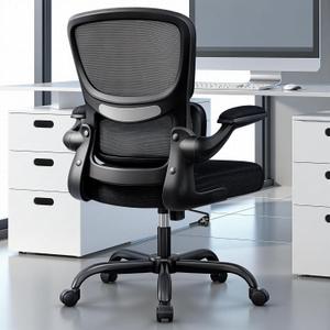 Ergonomic Office Chair, Breathable Mesh Ergonomic Desk Chair with Lumbar Support, Flip-up Armrests, Computer Chairs Comfortable for Home, Office, Work, Standard, 300Lbs (1 Pack, Dark Black)