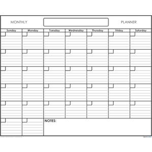 18" x 24" Erasable Undated One Month Laminated Wall Calendar Monthly Planner Blank Reusable Perfect for Organizing Home Office Academic Schedules w/FREE ERASE MARKER