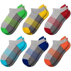 Comfoex Boys Socks 6 Pairs Ankle Athletic Sock Half Cushioned Low Cut Socks For Little Big Kids, 10-12 Years
