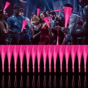 30 PCS Pink Fiber Optic Wands Glow Fiber Wands Bulk LED Light Up Wands with 3 Flashing Modes LED Flashing Sticks for Halloween Christmas Valentine's Day Wedding Gender Reveal Birthday