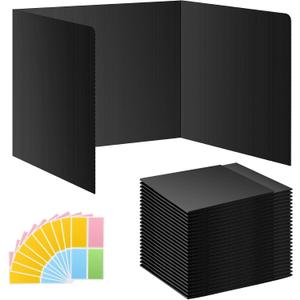 24 Pack Black Desk Dividers for Students, Privacy Shields Folder for Students, Durable & Waterproof Plastic Study Board, Classroom Teacher Supplies Test Divider, Includes 10pcs Extra Labels