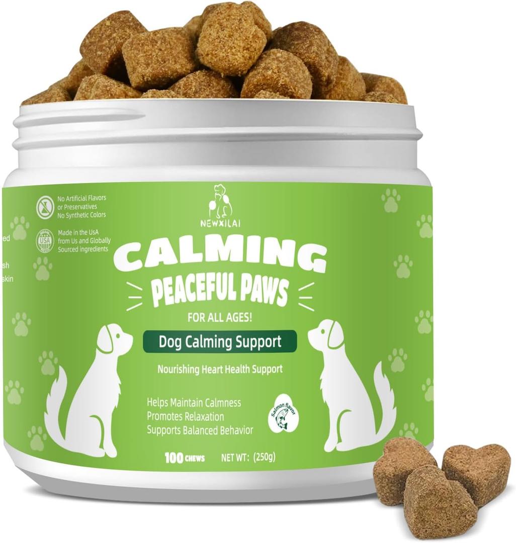 Calming Chews for Dogs - Natural Melatonin Pet Supplement Support Anxiety Relief Sleep Aid & Relaxation for Thunderstorms, Fireworks and Separation Vet Approved Soft Treats, Chicken Flavor 100 Chews