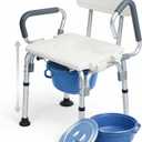 3-in-1 Bedside Commode Chair, Height Adjustable Shower Chair & Toilet Safety Frame, Waterproof Seat, Flip-Up Armrests, Non-Slip Feet, Aluminum Frame, 300 lbs Capacity