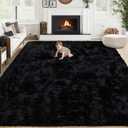 8x10 Area Rugs for Living Room: Fluffy Shag Soft Washable Rug Large Fuzzy Plush Indoor Carpet for Bedroom Nursery Playroom Kids Girls Boys Room (Black, 8'x10')