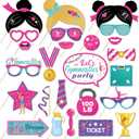 2 x 25PCS Gymnastics Photo Booth Props Set  Pink & Purple Paper Letter Print Selfie Props with Sticks for Gymnast Birthday Parties, Little Girl Themed Events & Photo Booth Decorations