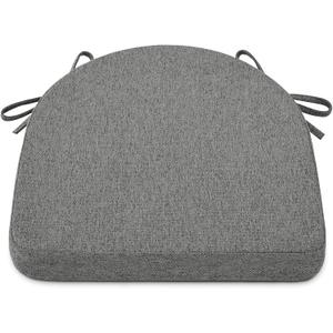 Shinnwa Kitchen Chair Cushions, Non-Slip Dining Chair Cushions with Ties and Machine Washable Cover, 17 x 16.5 x 2in, Dark Grey